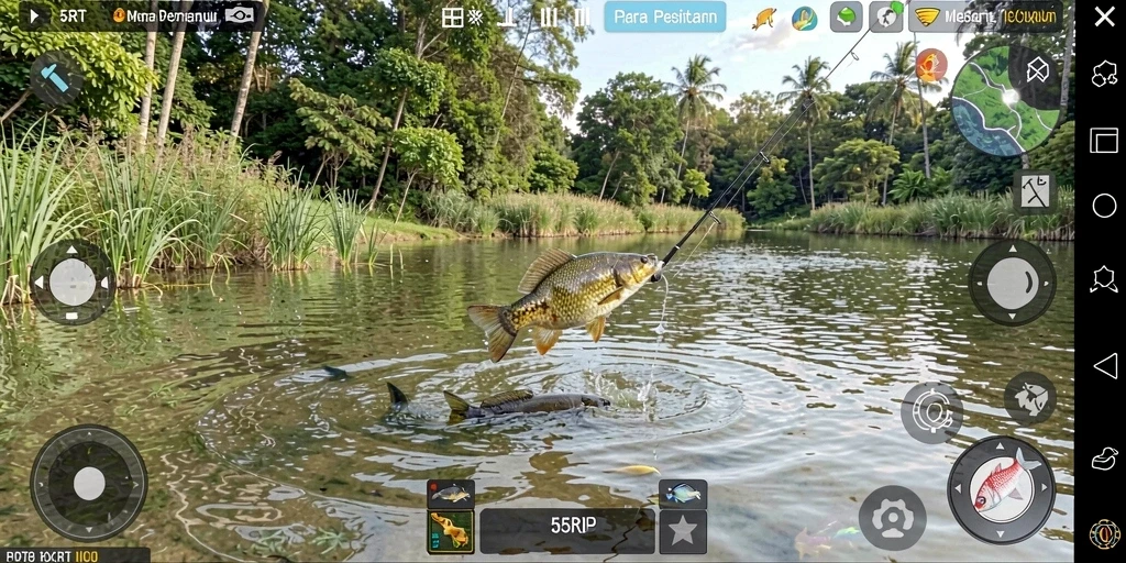 Tangkapan besar dalam permainan memancing 55RT yang menyenangkan.