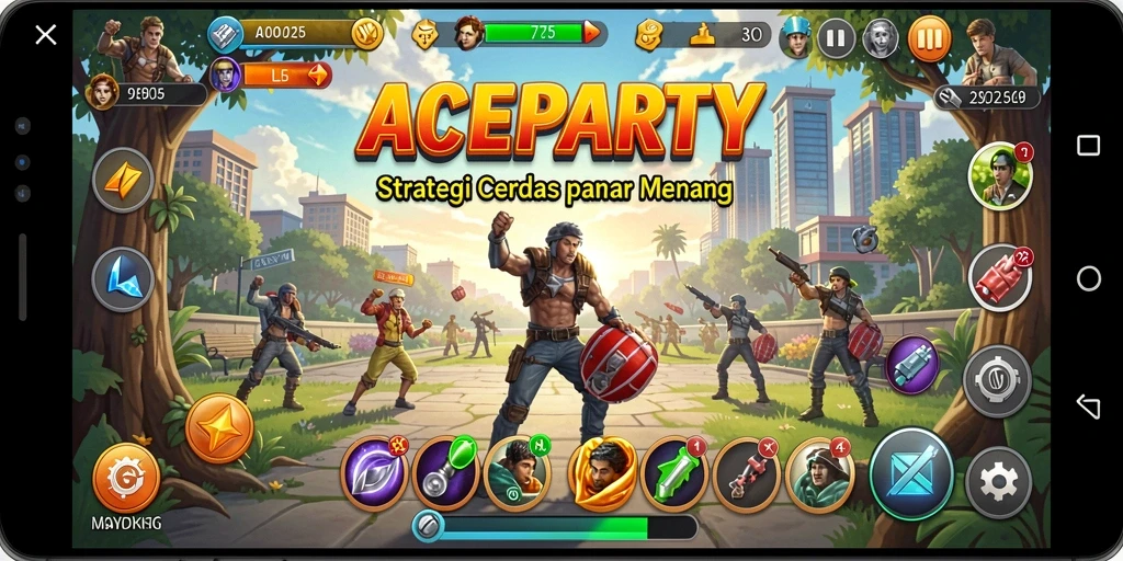Tampilan gameplay ACEPARTY yang dinamis dan strategis.