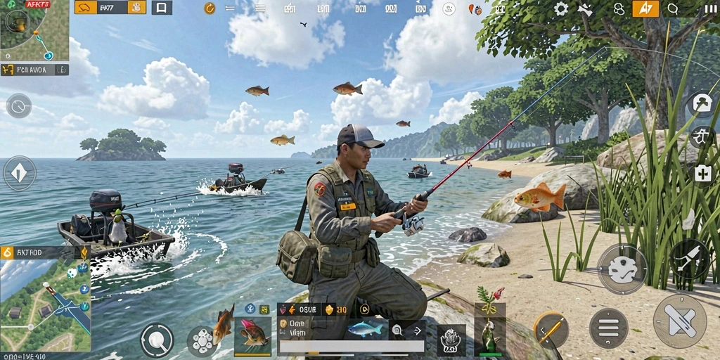 Gameplay seru memancing dengan visual yang menakjubkan.