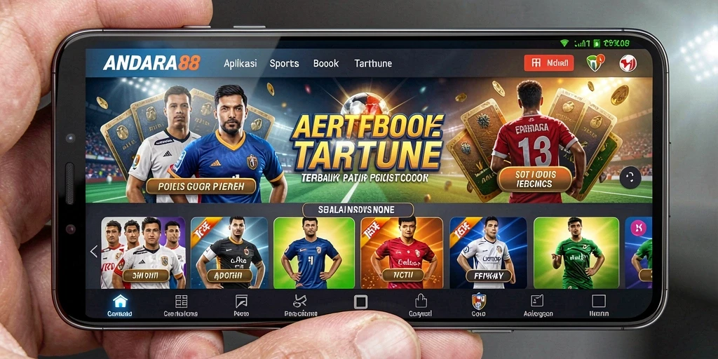 Tampilan grafis menarik dari aplikasi Sportsbook ANDARA88.