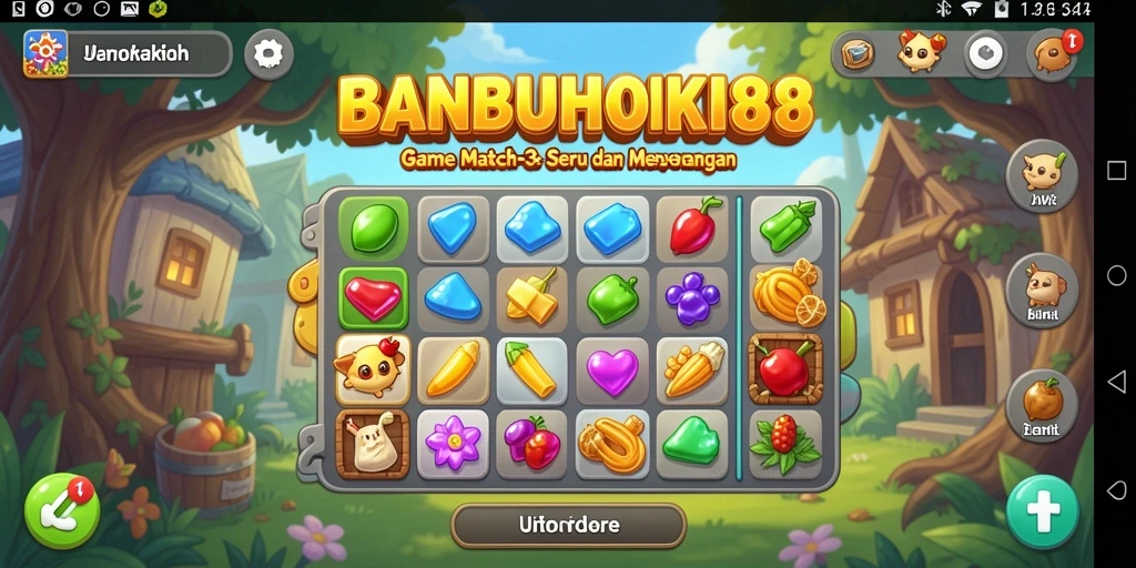 Tampilan gameplay seru dari BANBUHOKI88 saat mencocokkan buah-buahan.