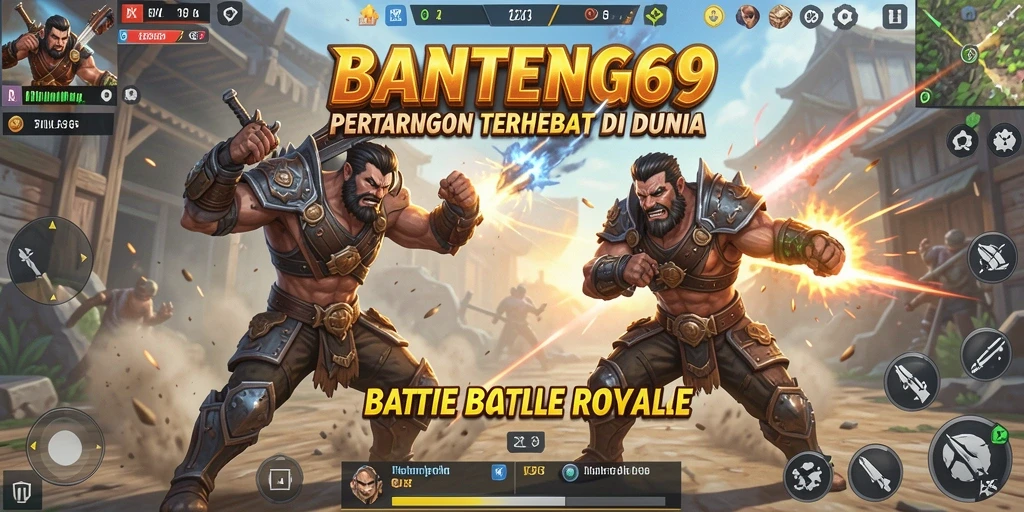 Gameplay seru dan intens di BANTENG69, pertarungan Battle Royale menegangkan.