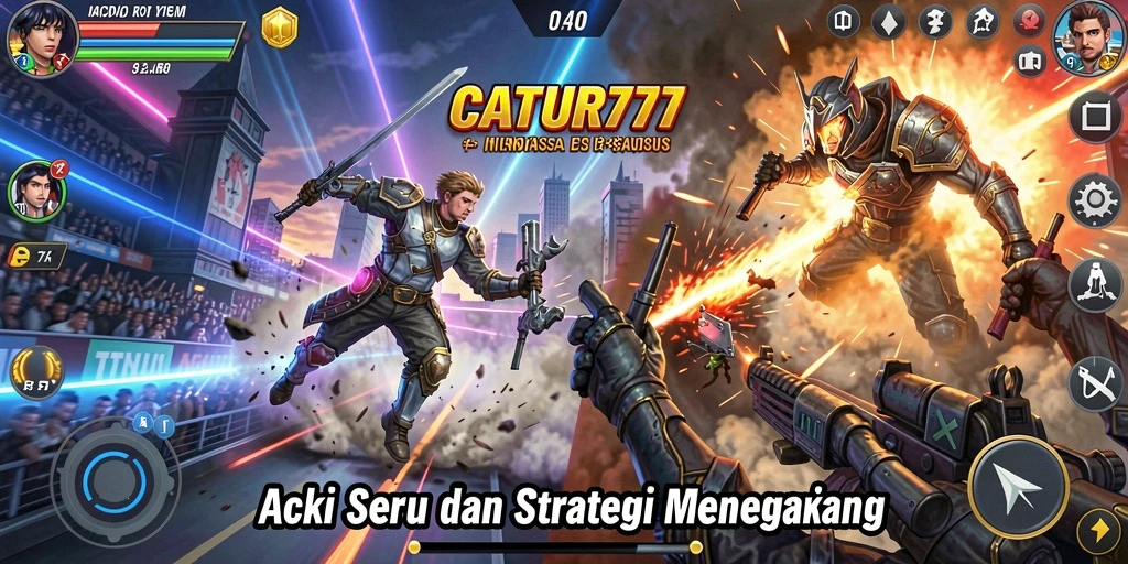 Tampilan utama gameplay action dari CATUR777 yang mendebarkan.