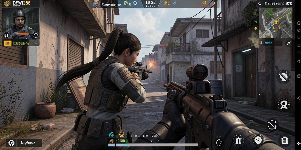 Screenshot gameplay DEWI288 menampilkan aksi seru di medan perang.