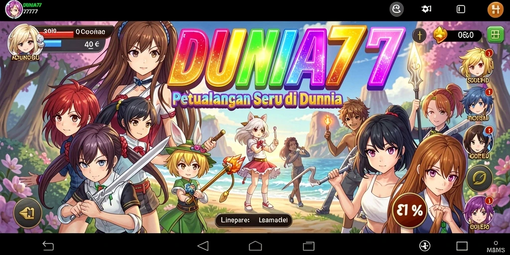 Gameplay DUNIA777 yang penuh warna dan karakter anime.