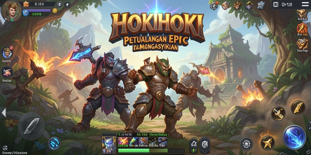Tampilan gameplay HOKIHOKI dengan aksi pertarungan yang mendebarkan.