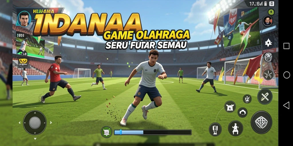 Tampilan gameplay seru dari INDAAA yang penuh aksi olahraga.
