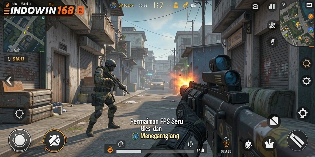Gameplay mendebarkan dengan aksi tembak-menembak di INDOWIN168.