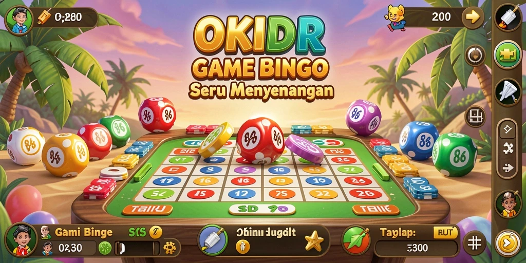 Tampilan gameplay menegangkan di OKIDR dengan elemen Bingo yang interaktif.