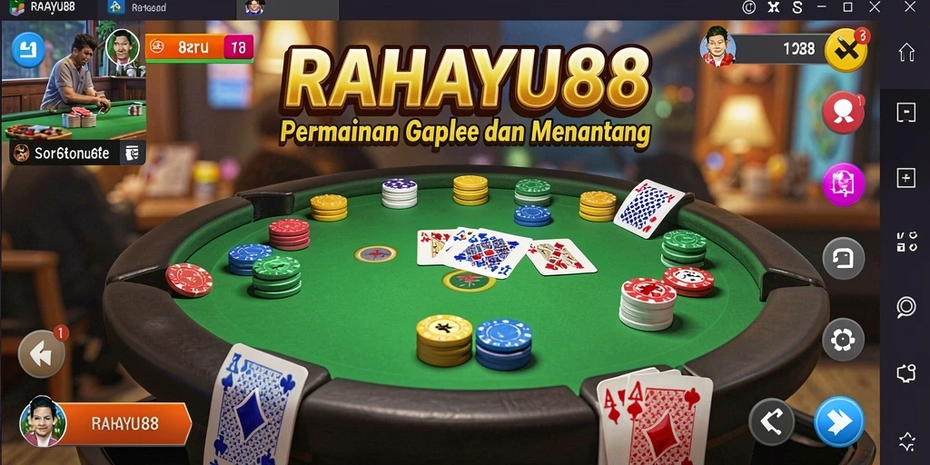 Screenshot RAHAYU88 menampilkan gameplay Gaple yang seru dan interaktif.