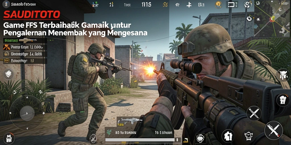 Screenshot gameplay SAUDITOTO yang menunjukkan aksi menembak yang intens.