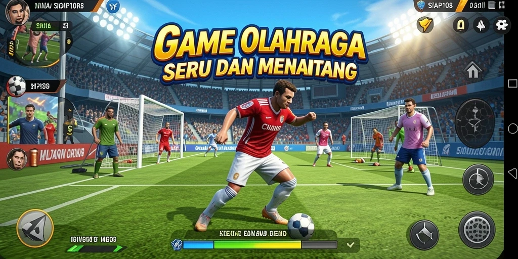 Tampilan utama SIAP108 menampilkan aksi olahraga penuh semangat.