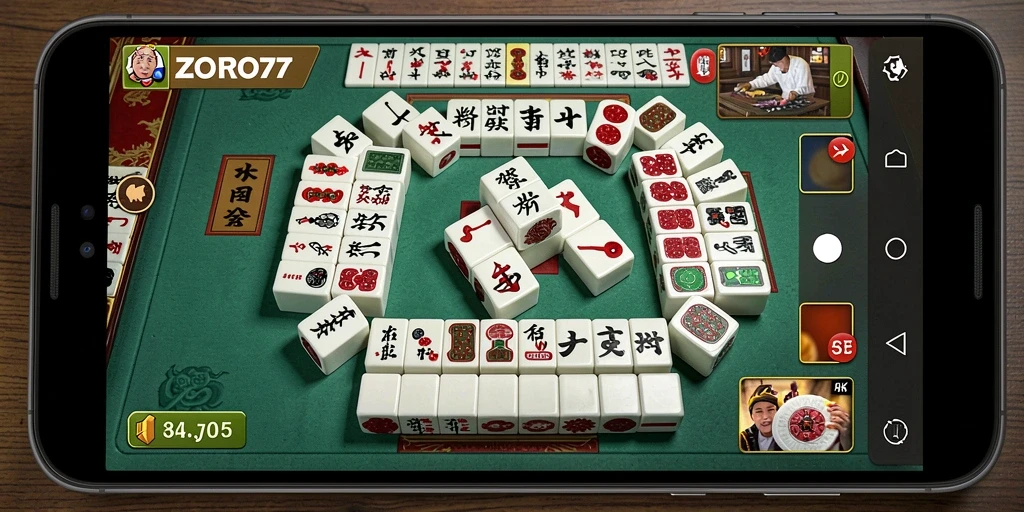 Tangkapan layar permainan ZORO77 menampilkan aksi Mahjong yang mendebarkan.